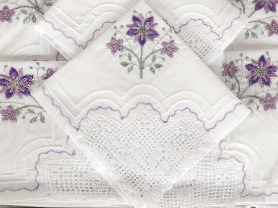 Wind Handmade Laced Kitchen Set Lilac - Silver