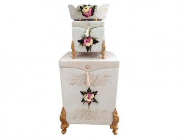 Dowry World - Dowry French Lacy Anna 3 Pieces Dirty Basket Set Cream Dowry World - Dowry French Lacy Anna 3 Pieces Dirty Basket Set Cream