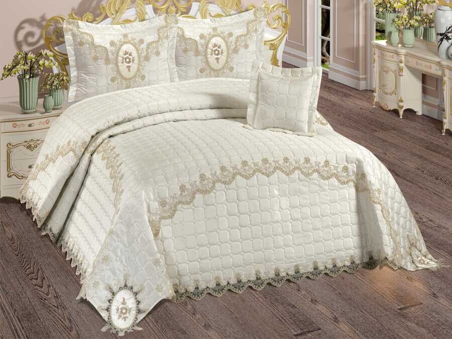 Dowry Quilted Bedspread Adelita Cream - Thumbnail