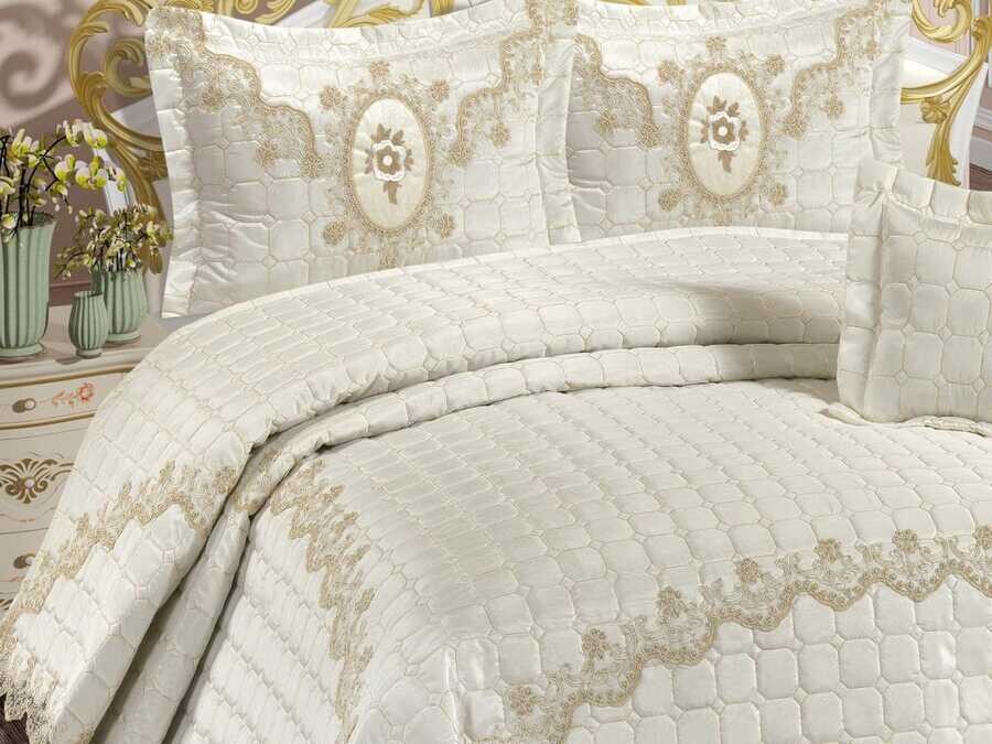Dowry Quilted Bedspread Adelita Cream - Thumbnail