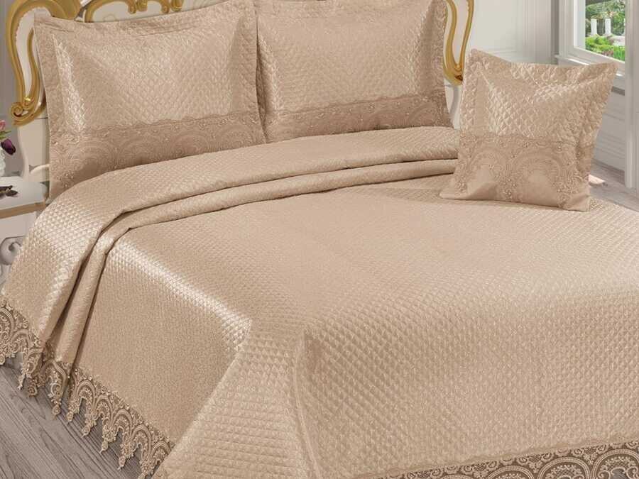 Dowry Quilted Bedspread Hitit Cappucino - Thumbnail