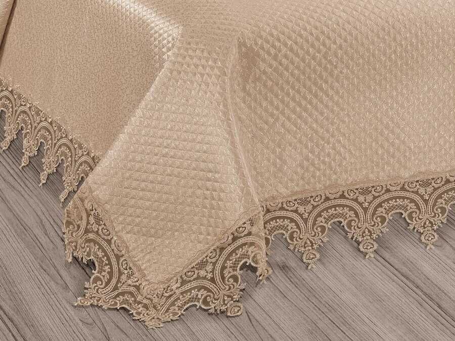 Dowry Quilted Bedspread Hitit Cappucino - Thumbnail