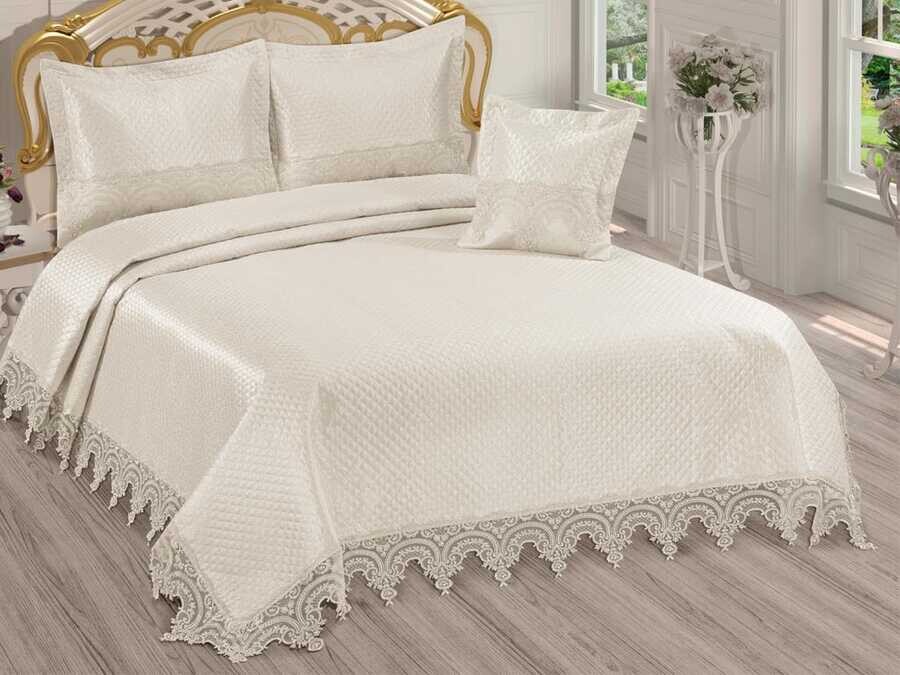 Dowry Quilted Bedspread Hitit Cream - Thumbnail