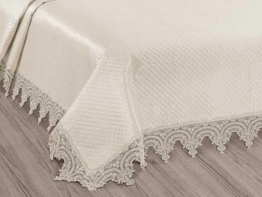 Dowry Quilted Bedspread Hitit Cream - Thumbnail