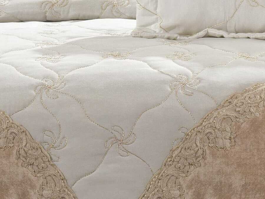 Dowry Quilted Bedspread Nehir Cream - Thumbnail