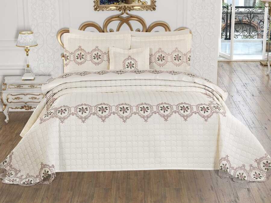 Dowry Quilted Bedspread Story Cream - Thumbnail