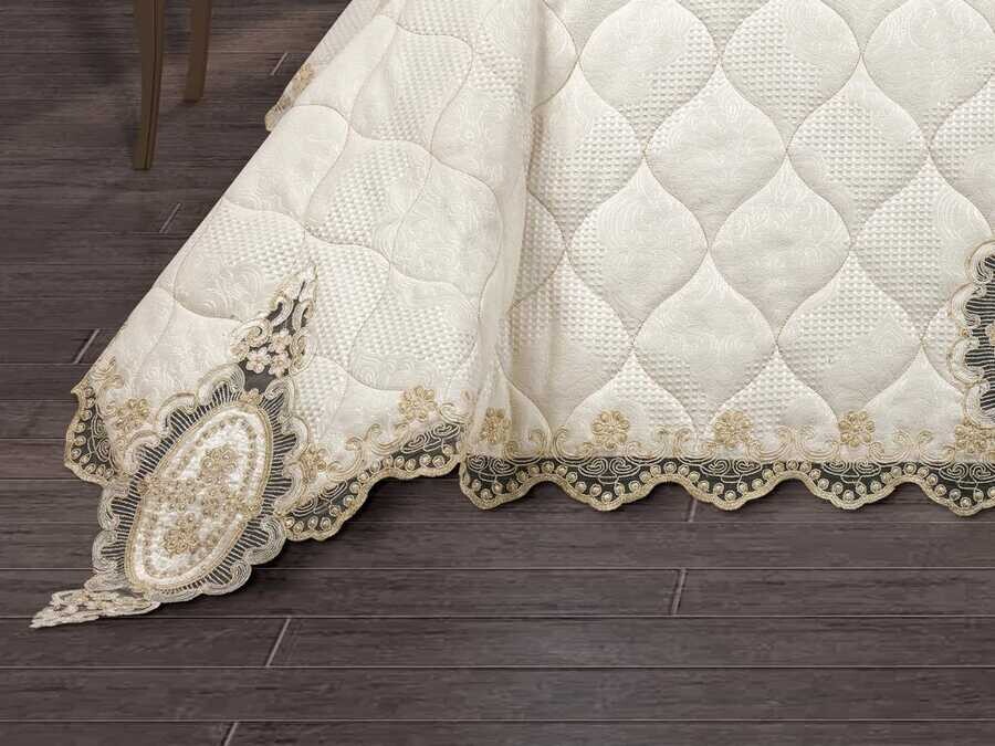 Dowry Quilted Bedspread Emerald Cream - Thumbnail