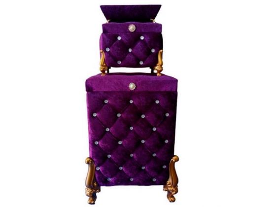 Dowry Quilted Agnessa 3 Pieces Dirty Basket Set With Pearls Purple