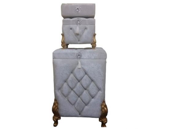 Dowery Quilted Pearls Amalia 3 Pcs Dirty Basket Set Cream