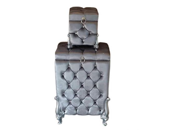 Dowery Quilted Pearls Aura 2 Liter Dirty Basket Set Gray