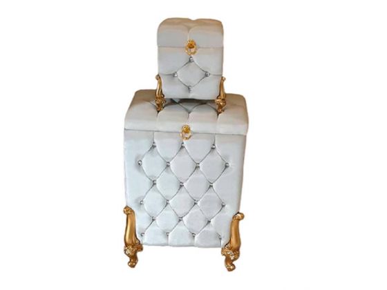 Dowery Quilted Pearls Aura 2 Liter Dirty Basket Set Cream