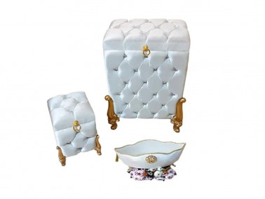 Dowry World - Dowery Quilted Pearls Carmen 3 Pcs Dirty Basket Set Cream Dowry World - Dowery Quilted Pearls Carmen 3 Pcs Dirty Basket Set Cream