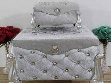 Dowery Quilted Pearl Clara 2 Li Dowry Chest Gray - Thumbnail