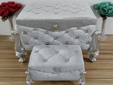 Dowery Quilted Pearl Clara 2 Li Dowry Chest Gray - Thumbnail