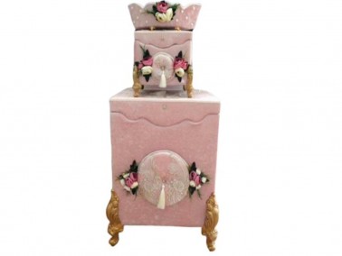Dowry World - Dowry Rose Garden 3 Pcs Dirty Basket Set Powder Dowry World - Dowry Rose Garden 3 Pcs Dirty Basket Set Powder