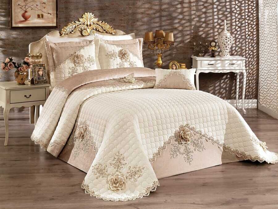 Dowry Bedspread Gülperi - Cream Cappucino