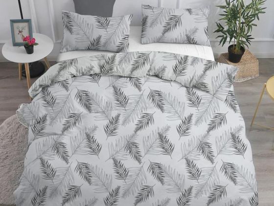 Chiara Bedding Set 4 Pcs, Duvet Cover, Bed Sheet, Pillowcase, Double Size, Self Patterned, Wedding, Grey