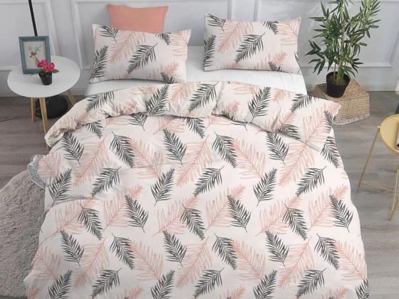 Chiara Bedding Set 4 Pcs, Duvet Cover, Bed Sheet, Pillowcase, Double Size, Self Patterned, Wedding, Pink