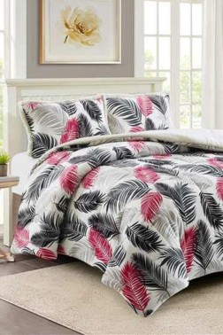 Chinar Comforter Set 220x240 cm, Double Size, Full Bed, Cottton/Polyester Fabric Fuchsia - Thumbnail