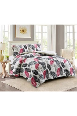 Chinar Comforter Set 220x240 cm, Double Size, Full Bed, Cottton/Polyester Fabric Fuchsia - Thumbnail