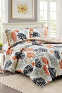 Chinar Comforter Set 220x240 cm, Double Size, Full Bed, Cottton/Polyester Fabric Orange - Thumbnail