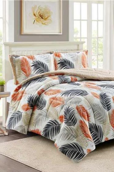 Chinar Comforter Set 220x240 cm, Double Size, Full Bed, Cottton/Polyester Fabric Orange