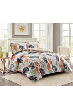 Chinar Comforter Set 220x240 cm, Double Size, Full Bed, Cottton/Polyester Fabric Orange - Thumbnail