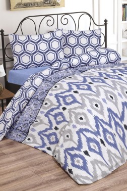 Cindy Bedding Set 4 Pcs, Duvet Cover, Bed Sheet, Pillowcase, Double Size, Self Patterned, Wedding, Daily use Blue - Thumbnail