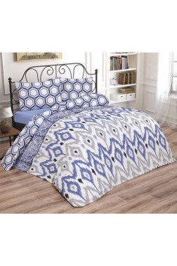 Cindy Bedding Set 4 Pcs, Duvet Cover, Bed Sheet, Pillowcase, Double Size, Self Patterned, Wedding, Daily use Blue - Thumbnail
