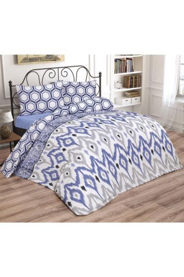 Cindy Bedding Set 4 Pcs, Duvet Cover, Bed Sheet, Pillowcase, Double Size, Self Patterned, Wedding, Daily use Blue