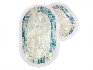 Çeyiz Diyarı - Clariss Oval Bath Mat Set 2 Pcs Cream Çeyiz Diyarı - Clariss Oval Bath Mat Set 2 Pcs Cream