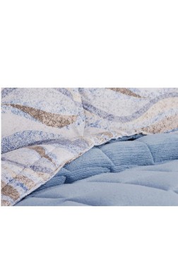 Claro Comforter with Blanket Set 4pcs, Quilt 195x215, Fitted Sheet 160x200, Pillowcase 50x70, Double Size, Indigo - Thumbnail