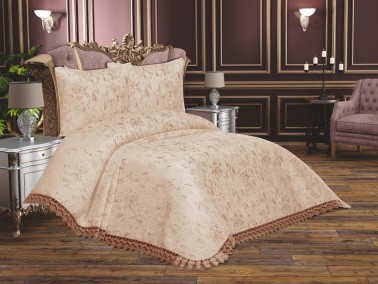 Çeyiz Diyarı - Cloud Bedspread Set 3pcs, Coverlet 250x250, Pillowcase 50x70, Double Size, Beige Çeyiz Diyarı - Cloud Bedspread Set 3pcs, Coverlet 250x250, Pillowcase 50x70, Double Size, Beige