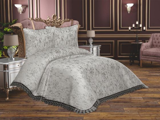 Cloud Bedspread Set 3pcs, Coverlet 250x250, Pillowcase 50x70, Double Size, Gray