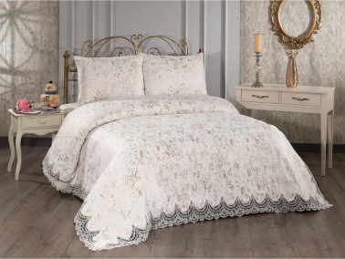 Çeyiz Diyarı - Cloud Double Size Bedspread Set, Coverlet 250x205 cm Cappucino Çeyiz Diyarı - Cloud Double Size Bedspread Set, Coverlet 250x205 cm Cappucino