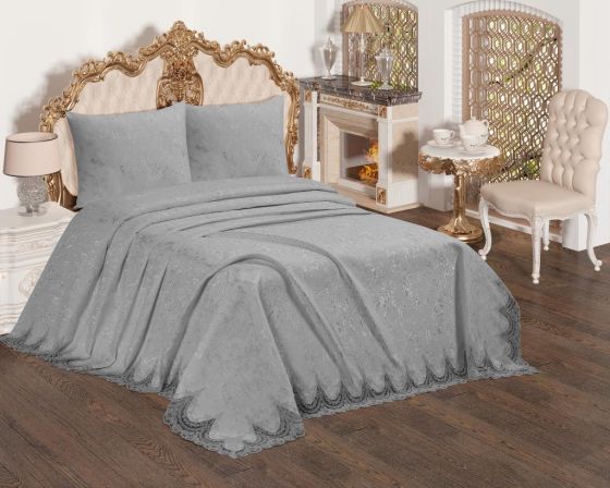 Cloud French Guipure Bedspread Gray