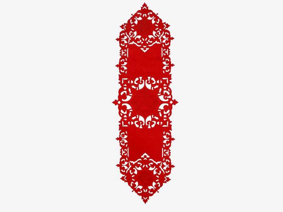 Dowry World - Cloveart Velvet Runner Red Dowry World - Cloveart Velvet Runner Red