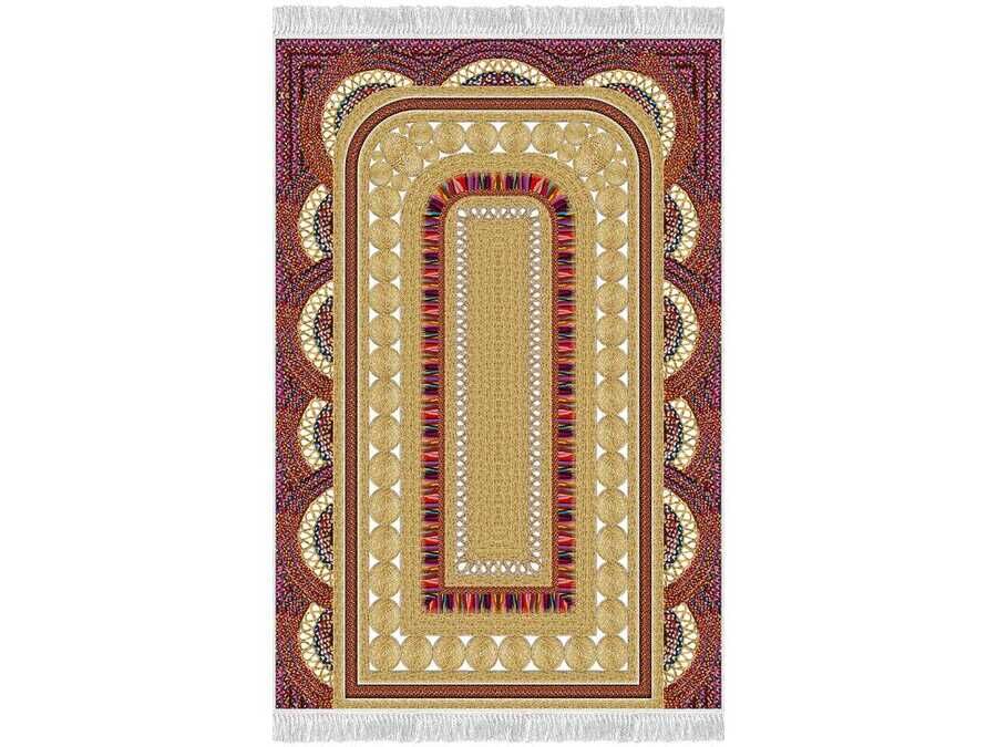 Colorful Velvet Prayer Rug Burgundy