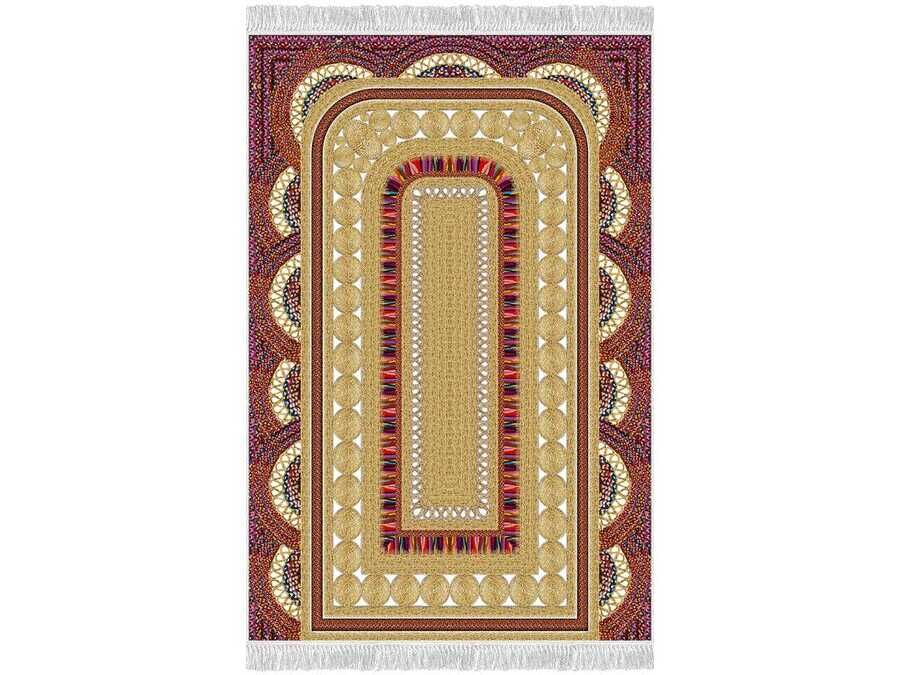 Colorful Velvet Prayer Rug Burgundy