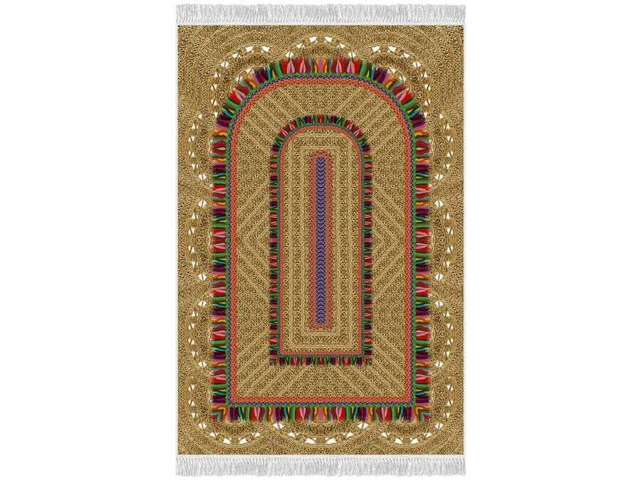 Colorful Velvet Prayer Rug Green