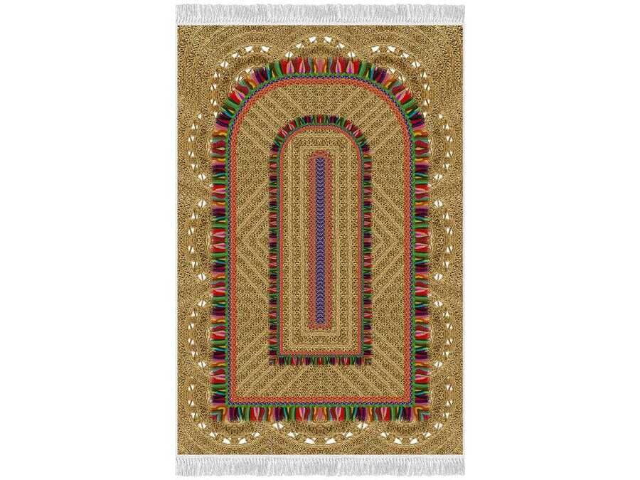 Colorful Velvet Prayer Rug Green