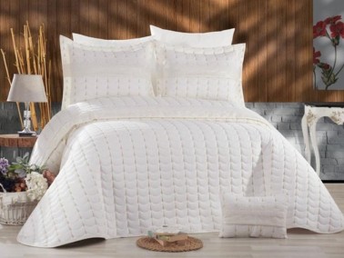 Çeyiz Diyarı - طقم غطاء سرير مزدوج - كريم كريم Colors Micro