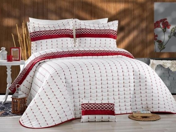 Colors Micro Double Bedspread Cream-Burgundy