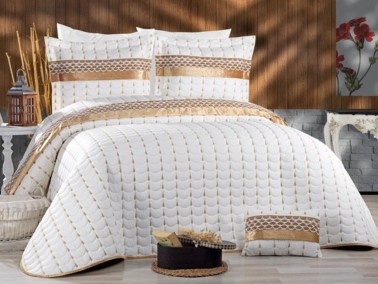 Çeyiz Diyarı - Colors Micro Double Bedspread - Cream Gold Çeyiz Diyarı - Colors Micro Double Bedspread - Cream Gold