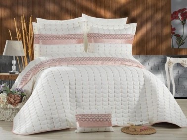 Çeyiz Diyarı - Colors Micro Double Bedspread Cream-Powder Çeyiz Diyarı - Colors Micro Double Bedspread Cream-Powder