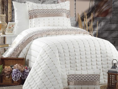 Colors Micro Single Bedspread Cream-Cappucino - Thumbnail