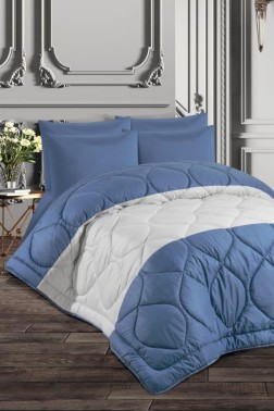 Comfort Sleeping Set 6pcs, Quilt 220x235, Sheet 240x260 with Pillowcase, Double Size, Full Size, King Bed, Blue - Thumbnail