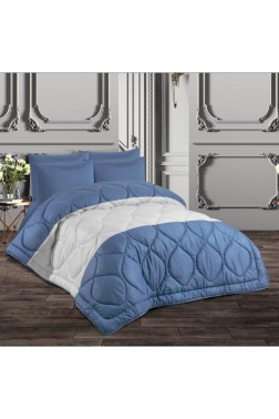 Comfort Sleeping Set 6pcs, Quilt 220x235, Sheet 240x260 with Pillowcase, Double Size, Full Size, King Bed, Blue - Thumbnail