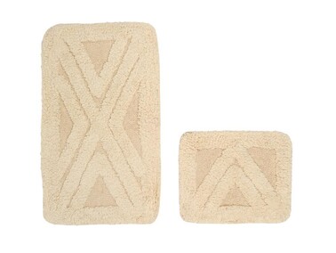 Confuse Cotton Double Bath Mat Set - Cream - Thumbnail