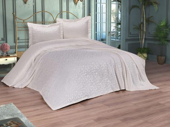 Cordoba Bedspread Set 3pcs, Coverlet 240x250, Pillowcase 50x70, Double Size, Cream